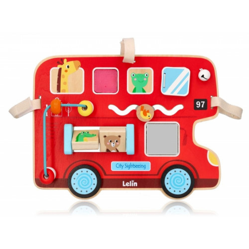 Edukačná motorická drevená tabuľa - autobus