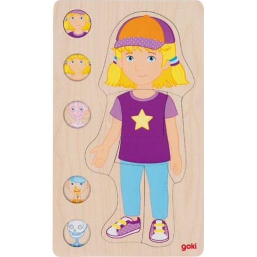 Drevené viacvrstvové puzzle/vkladačka Ľudské telo - Dievča