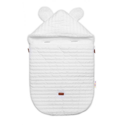 Prešívaný fusák 2v1 s kapucňou a luna podšívkou Made with Love, biely