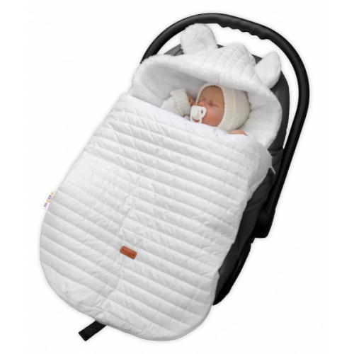 Prešívaný fusák 2v1 s kapucňou a luna podšívkou Made with Love, biely