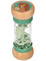 Drevená hrkálka / dažďová sprcha s guličkami, Koník - mätové