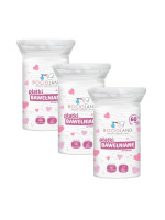 Výhodné balenie - Vatové čistiace tampóny pre bábätká, bavlna, 3x 60 ks