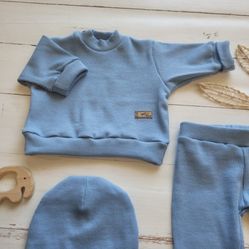 Rebrovaná rastúca 3D sada, bavlna, Lovely One, modrá, veľ. 68/74