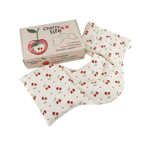Ramenný nahrievací pás s čerešňovými kôstkami, termofor -  Cherry life, ecru