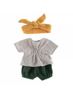 Oblečky pre bábiky 38 cm, tunika, kraťasky a čelenka, zelená/sivá