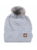 Zimná čiapka Star s chlpáčkovým brmbolcom - šedá