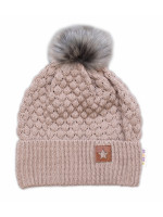 Zimná čiapka Star s chlpáčkovým brmbolcom - béžová
