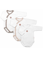 Rastúca výhodná sada, 3x Body pre bábätko Nature - béžová/taupe/biela
