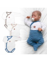 Rastúca výhodná sada, 3x Body pre bábätko Nature Unisex - modrá/béžová/taupe