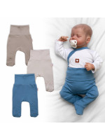 Rastúca výhodná sada, 3x polodupačky pre bábätko Nature - modrá/béžová/taupe