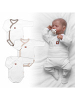 Rastúca výhodná sada, 3x Body pre bábätko Nature - béžová/taupe/biela, veľ. 62/68