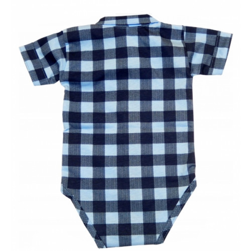 Dojčenské body, košeľa kr. rukáv zapínanie uprostred Kárko, modrá/čierna