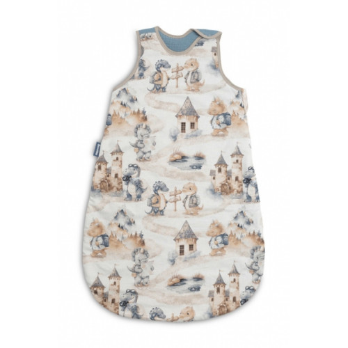 Spací vak mušelín, bavlna, Dráčik, 80x50cm, M - jeans