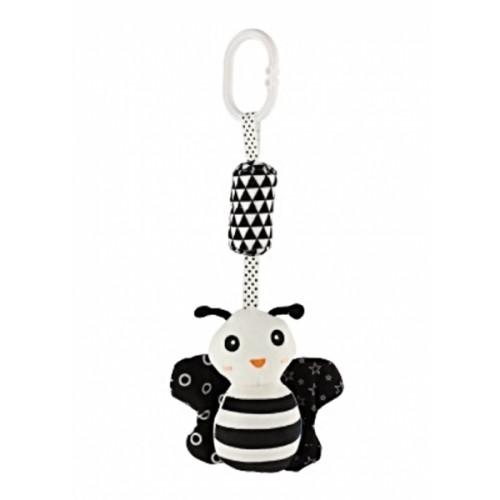Hrkálka na postieľku/kočík včielka, 30cm - čiernobiely