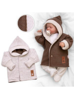 Rastúci obojstranný svetrík s kapucňou Hand Made, hnedá-béžová, veľ. 68/74