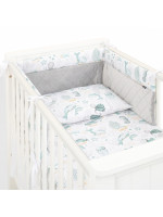 Mantinel s obliečkami do postieľky, 3D sada Minky, Oceán, zelená/sivá/biela, 135x100 cm