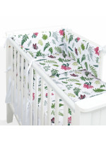 Mantinel s obliečkami do postieľky, 3D sada Bavlna, Paprade, biela/zelená, 135x100 cm