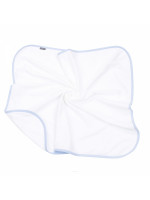 Obojstranná ľahká bavlnená deka s lemovaním, biela/modrá