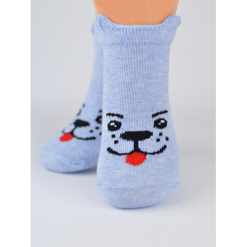 Dojčenské ponožky, 3 páry - Psík, biela/modrá/sivá, 6-12 m
