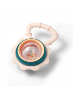 Hrkálka, hryzátko pre bábätko s guličkami, Kytička - pastel