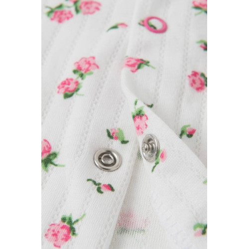 Bavlnená 3D sada, dupačky s košieľkou + čiapočka, Amélia, biela/ružová, veľ. 62