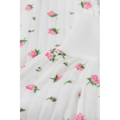 Bavlnená 3D sada, zavinovacie body, polodupačky + rukavičky, Amélia, biela/ružová