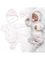 Sada oblečenia pre bábätko, 4D, bavlna, Husičky, smotanové, veľ. 62
