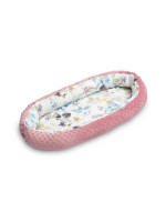 Hniezdo pre bábätko minky Retro ruže, listčeky - púdrovo ružová
