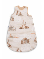 Spací vak, mušelín, bavlna, veľ. M, 50x80cm - Zábava v lese, béžový