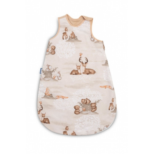 Spací vak, mušelín, bavlna, veľ. M, 50x80cm - Zábava v lese, béžový