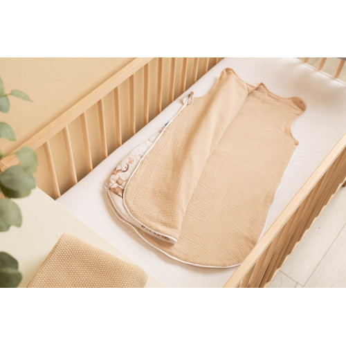 Spací vak, mušelín, bavlna, veľ. M, 50x80cm - Zábava v lese, béžový