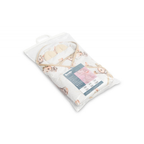 Zavinovačka 2v1 do autosedačky, kočíka, mušelín, bavlna - Králičci, béžová