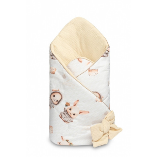 Zavinovačka pre bábätko, mušelín, bavlna - Králičkovia, béžová