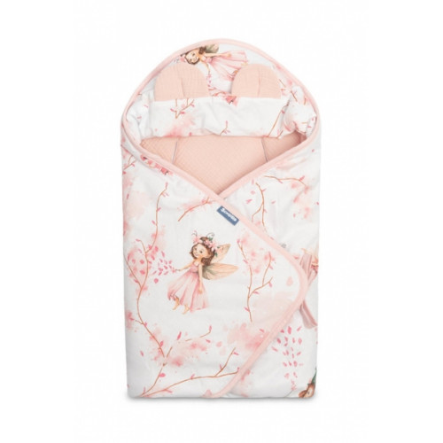 Zavinovačka 2v1 do autosedačky, kočíka, mušelín, bavlna - Víla Ema, ružová, biela