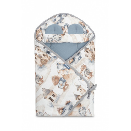 Zavinovačka 2v1 do autosedačky, kočíka, mušelín, bavlna - Dráčik modrý, jeans