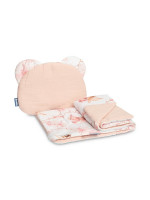 2D sada do kočíka, postieľky, kolísky, mušelín, bavlna - Víla Ema, ružová, biela