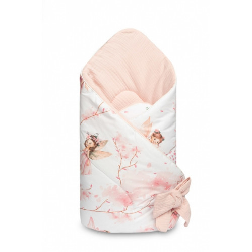 Zavinovačka pre bábätko, mušelín, bavlna - Víla Ema, ružová, biela