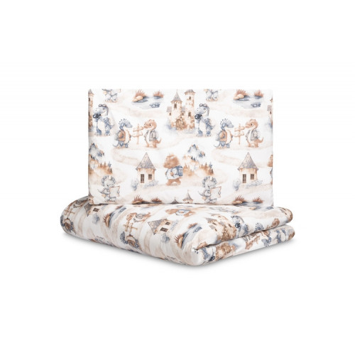 Mušelínové obliečky do postieľky 135x100, Dráčik modrý, jeans