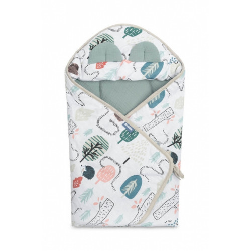 Zavinovačka 2v1 do autosedačky, kočíka, mušelín, bavlna - Ježko Toník, zelená