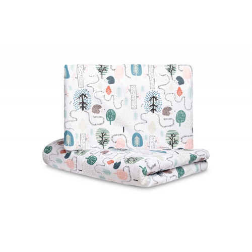 Mušelínové obliečky do postieľky 135x100, Ježko Toník, zelené