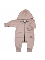 Detský teplákový overal s predĺženými nápletami, púdrovo ružový, veľ. 68