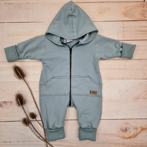 Detský teplákový overal s predĺženými nápletami, tm. mätová, veľ. 62