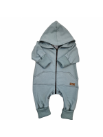 Detský teplákový overal s predĺženými nápletami, tm. mätová, veľ. 68