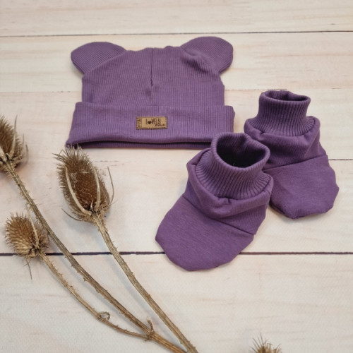 Štýlová čiapočka s uškami s topánočkami, 2D - purple