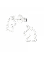 Detské strieborné náušničky Jednorožec, obrys