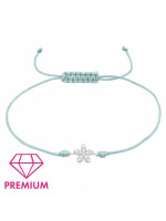 Náramok pre deti so striebornou ozdobou Kvet s bielym zirkónom, mätový