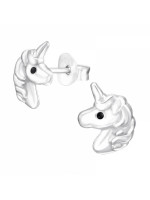 Detské strieborné náušničky Jednorožec, puzetové