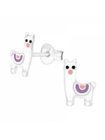 Detské strieborné náušničky Lama, puzetové