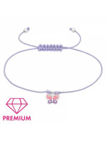 Náramek pro děti se stříbrnou ozdobou Premium Motýl, fialový