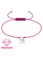 Náramok pre deti so striebornou ozdobou Premium Jednorožec, fuchsiový